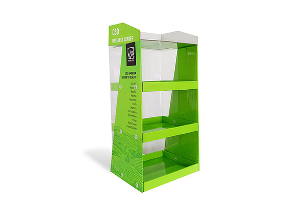 CBD Oil Floor Retail Cardboard Display Stand Customization With PET