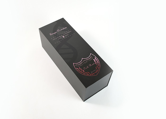 Book Style Custom Cardboard Gift Boxes CDR Black With Pink Hot Stamping