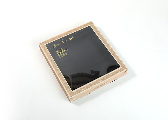 Flat Pack Decorative Cardboard Gift Boxes Brown Bookend CDR With PVC Windows