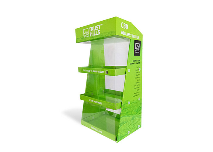 CBD Oil Floor Retail Cardboard Display Stand Customization With PET